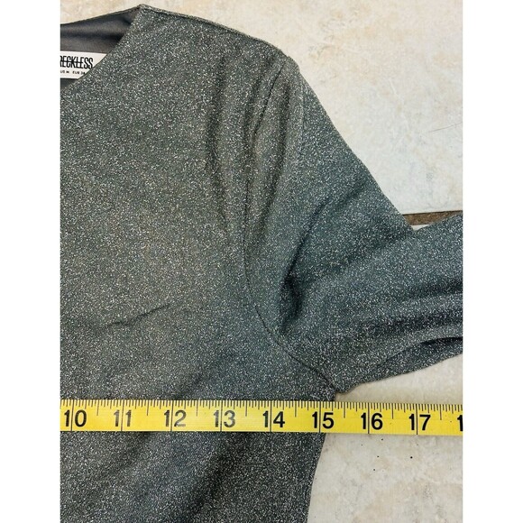 4th & Reckless Size M One Shoulder Ruched Metallic Dress Occasion Flattering - Picture 10 of 14